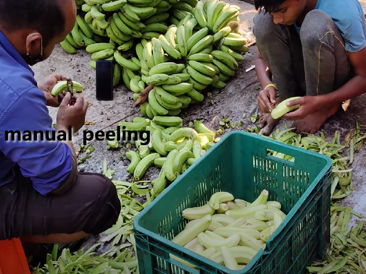 banana peeling by people